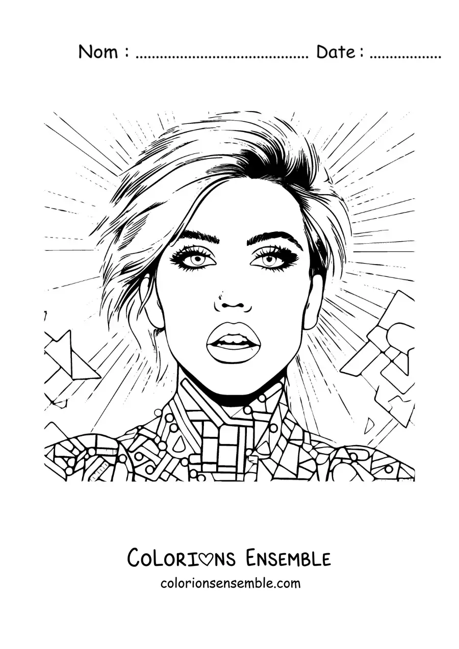 Coloriage d’un portrait de Miley Cyrus version dessin animé