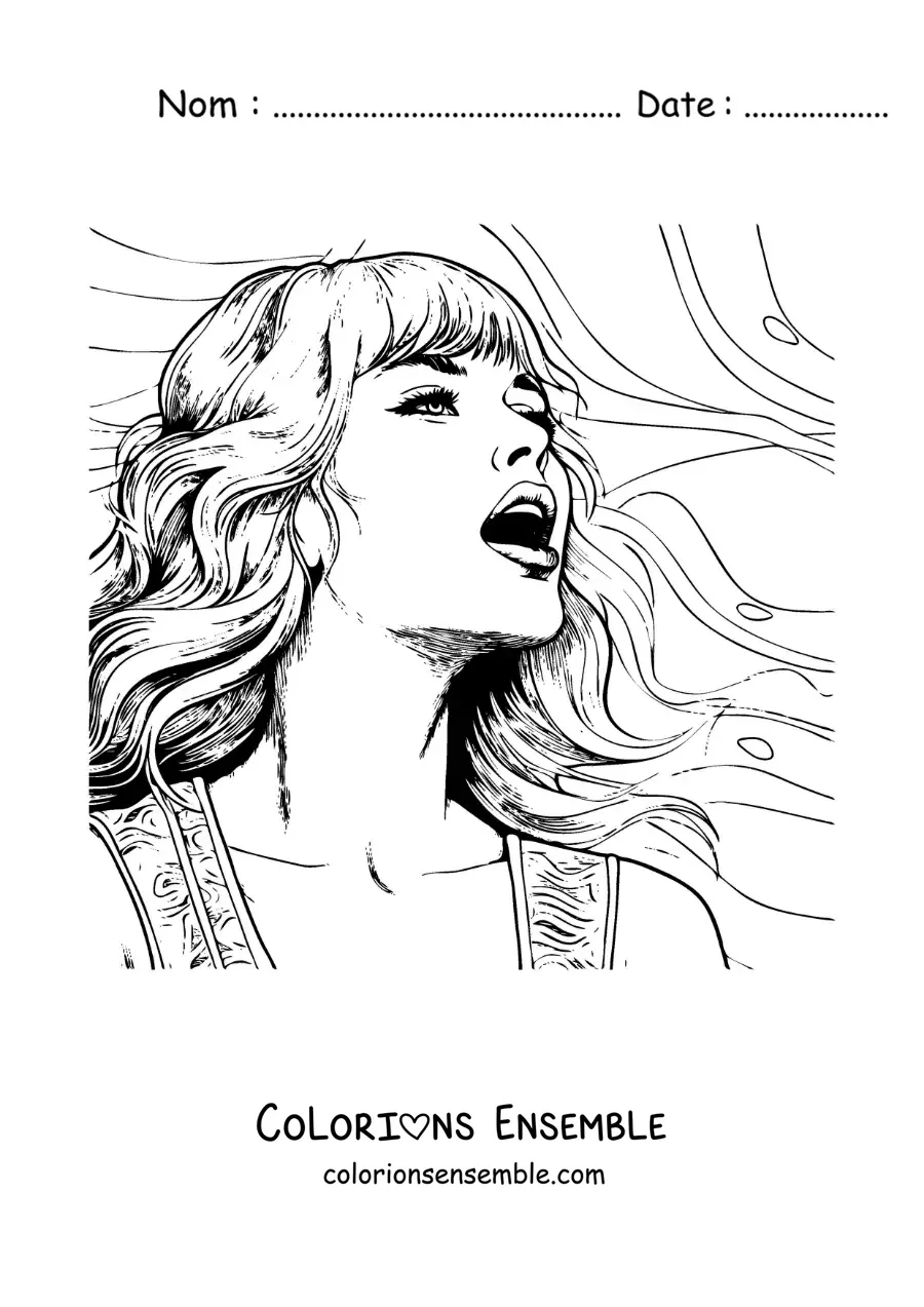 Coloriage d’un portrait de Taylor Swift