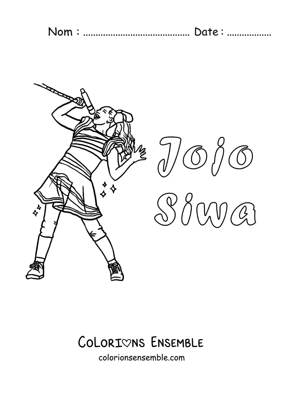 Coloriage de JoJo Siwa version dessin animé en train de chanter