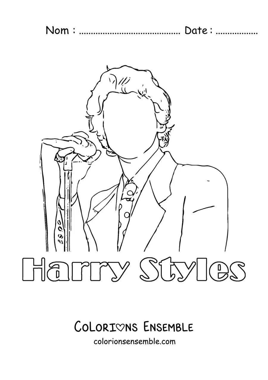 Coloriage d’une silhouette de Harry Styles en train de chanter