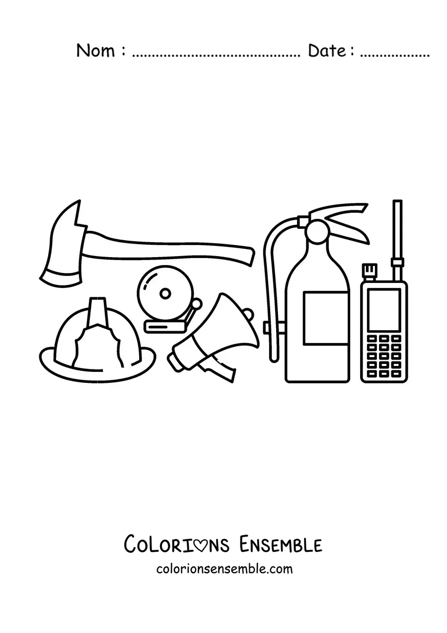 Image à colorier des outils des pompiers