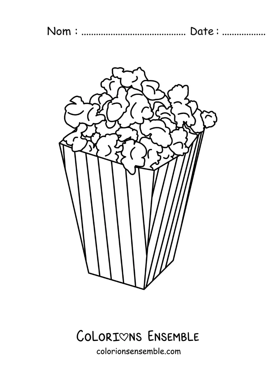 Image à colorier de popcorn de cinéma