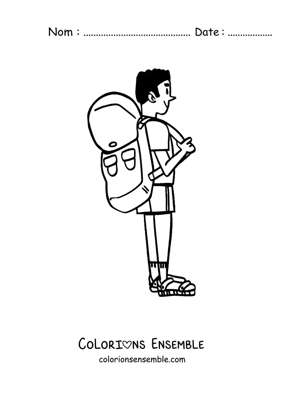 Image à colorier d'un routard dessiné