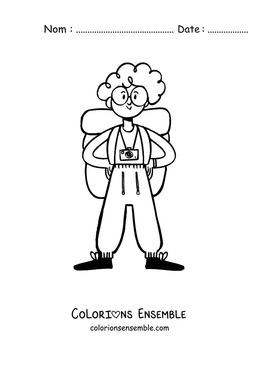 Image à colorier d'une fille routarde dessinée