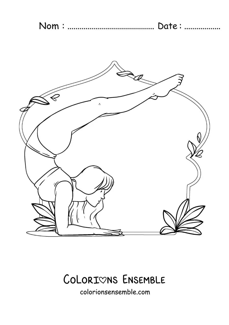 Image à colorier d'une femme qui fait du yoga