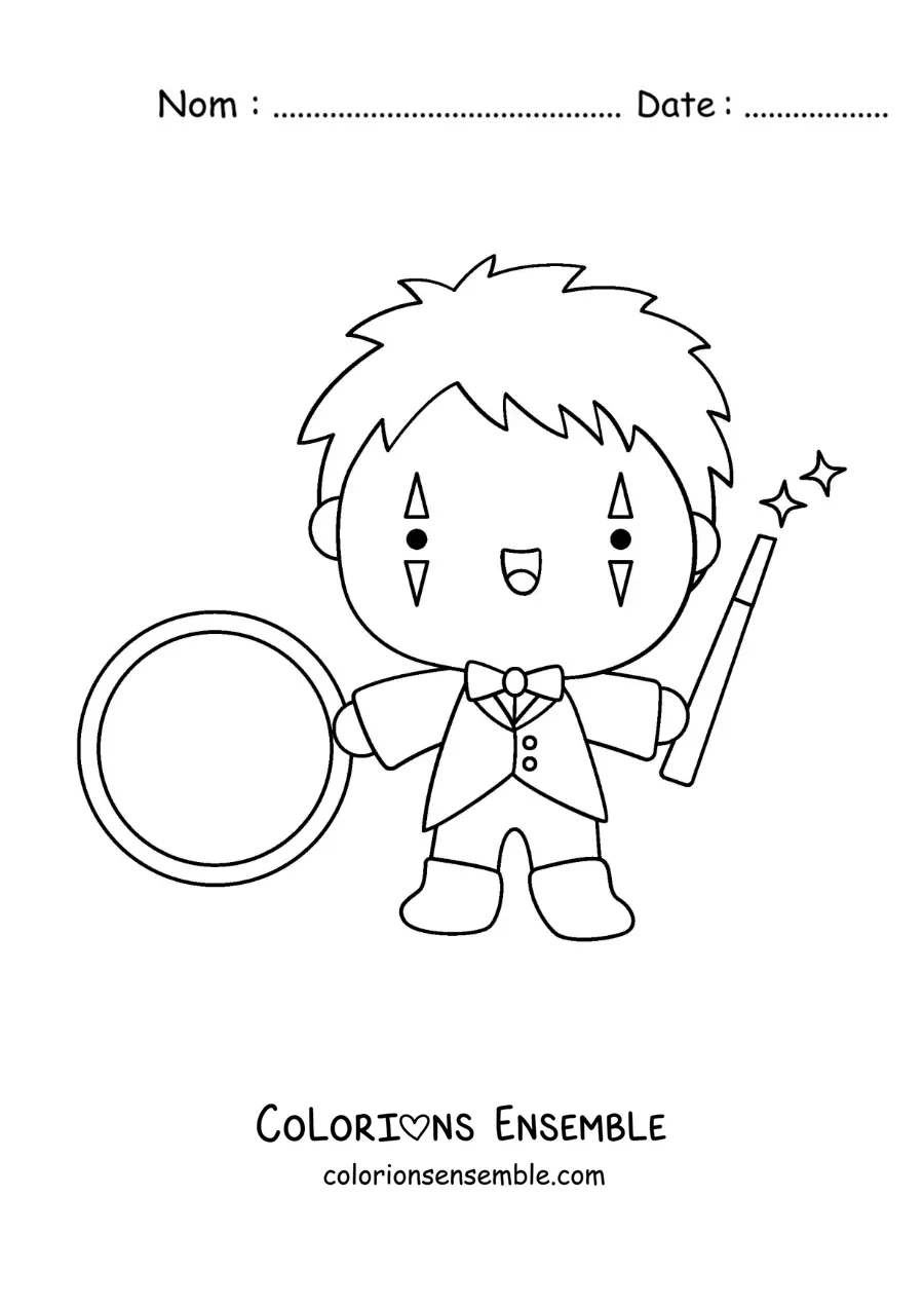 Image à colorier d’un dompteur de cirque animé