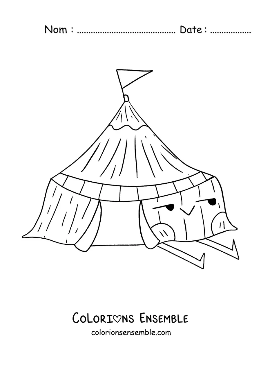 Image à colorier d’un chapiteau de cirque animé