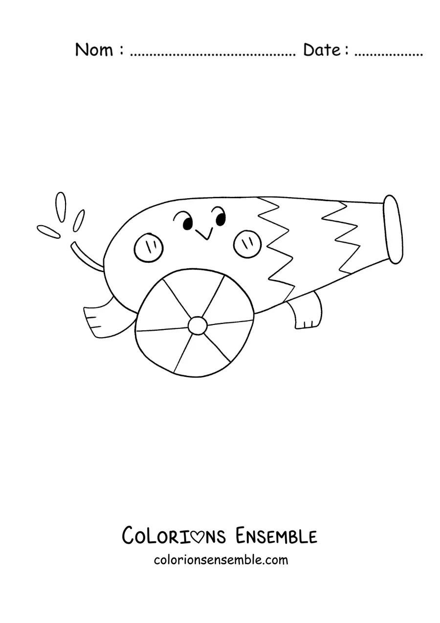 Image à colorier d’un canon de cirque animé