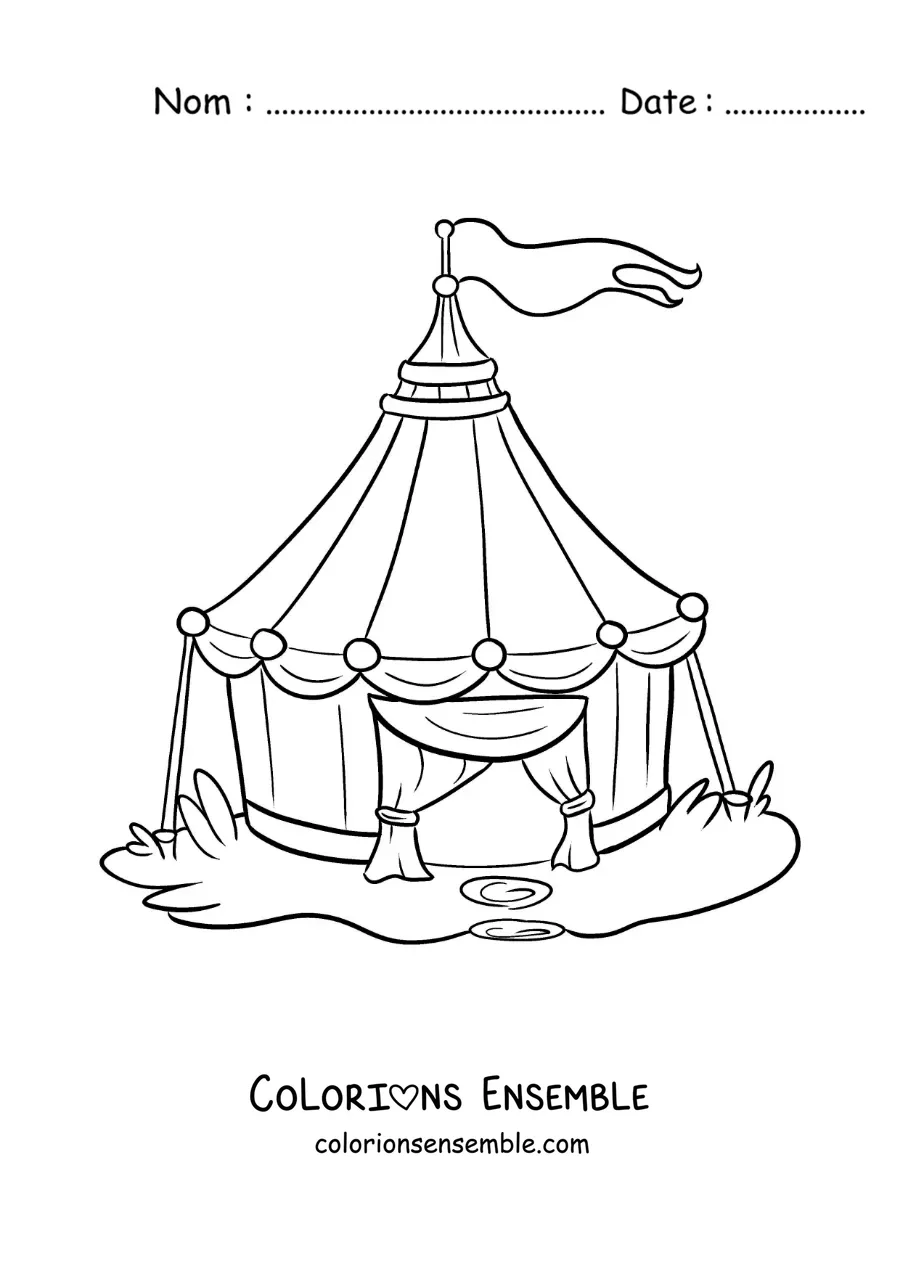 Image à colorier d’un chapiteau de cirque