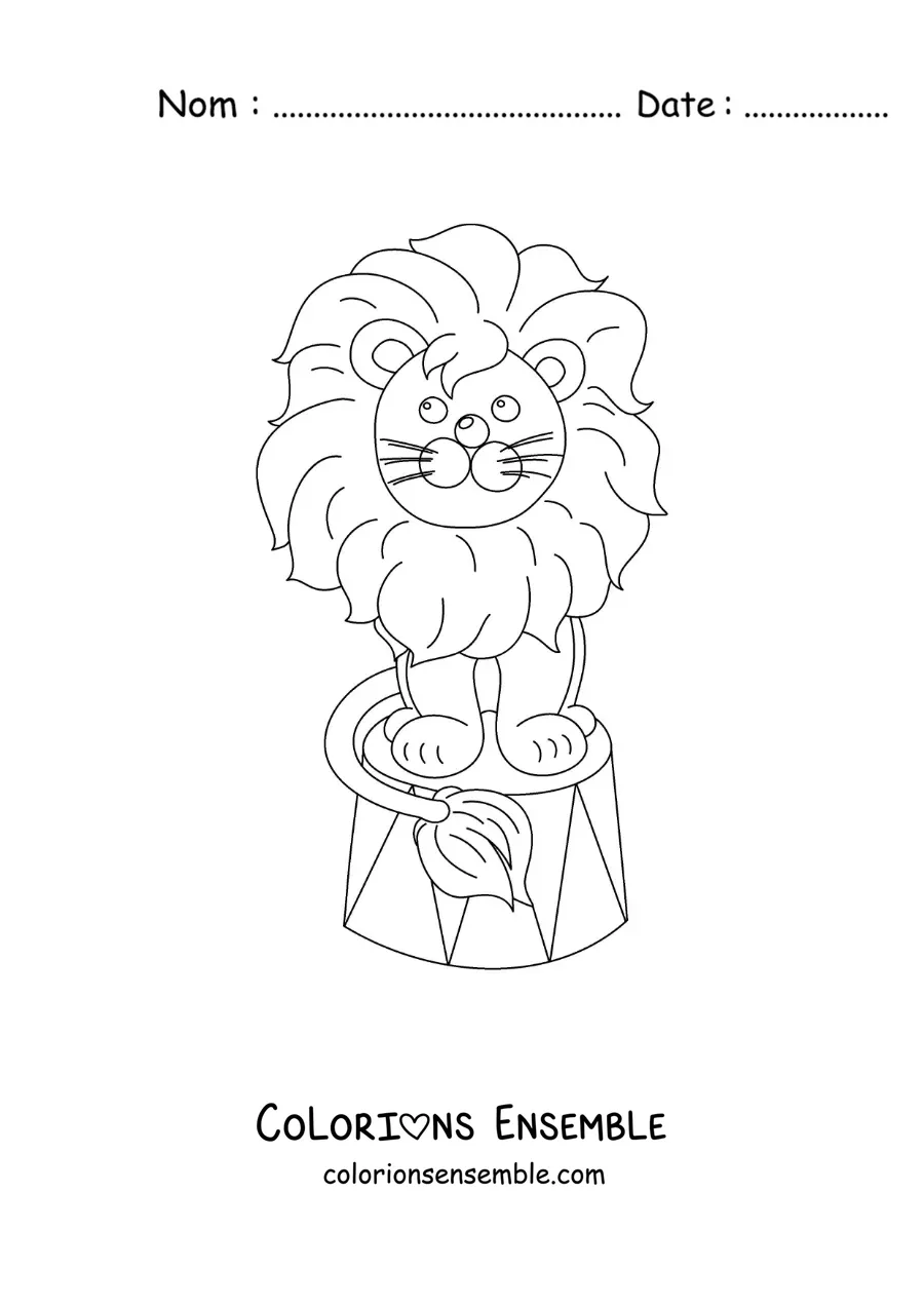 Image à colorier d’un lion de cirque animé
