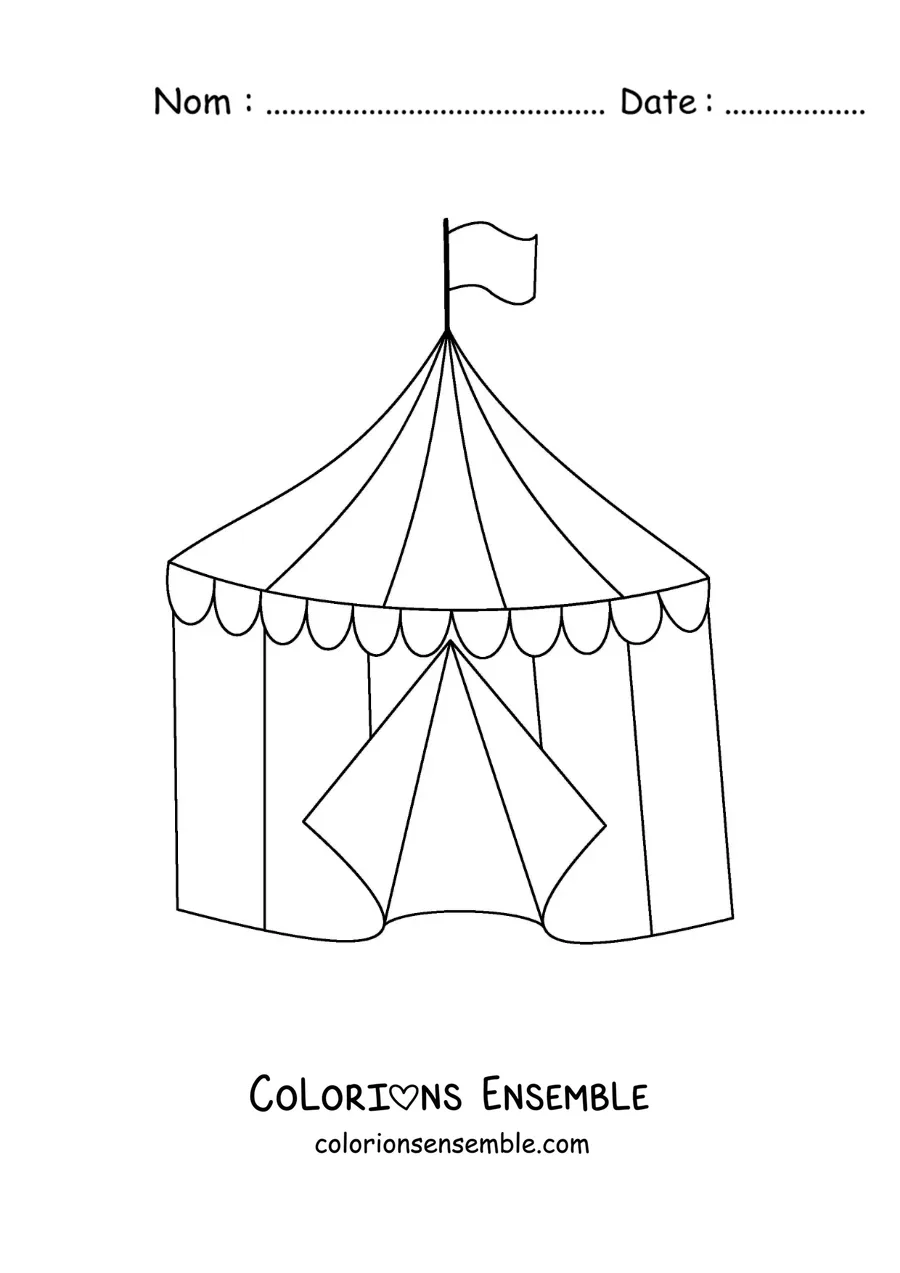 Image à colorier d’une tente de cirque en dessin animé