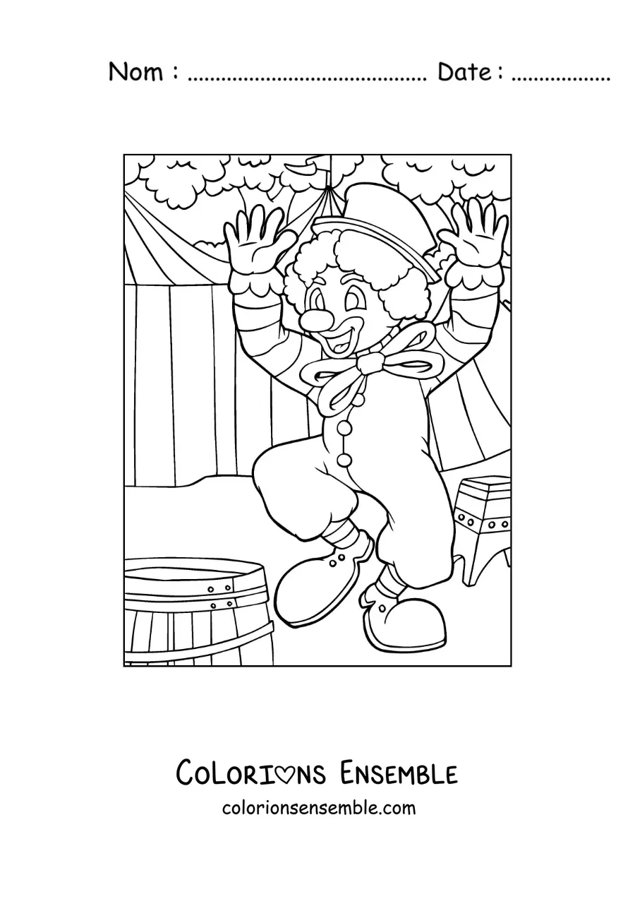 Image à colorier d’un clown au cirque