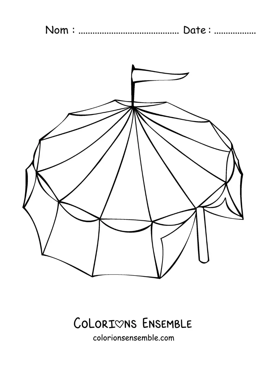 Image à colorier d’un grand chapiteau de cirque