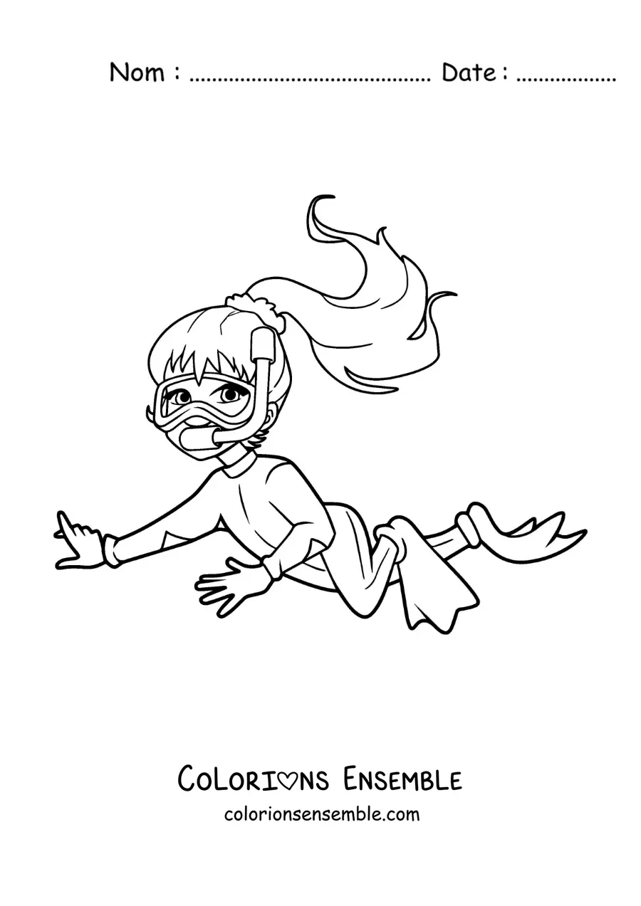 Image à colorier d’une fille plongeant