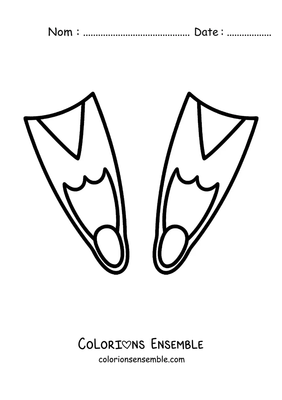 Image à colorier d’une paire de palmes de natation