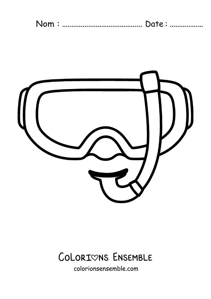 Coloriage d'un masque de plongée avec son tuba