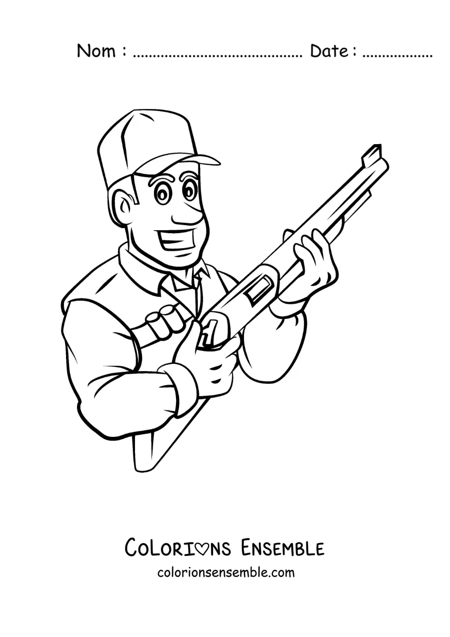 Image à colorier d’un chasseur rigolo