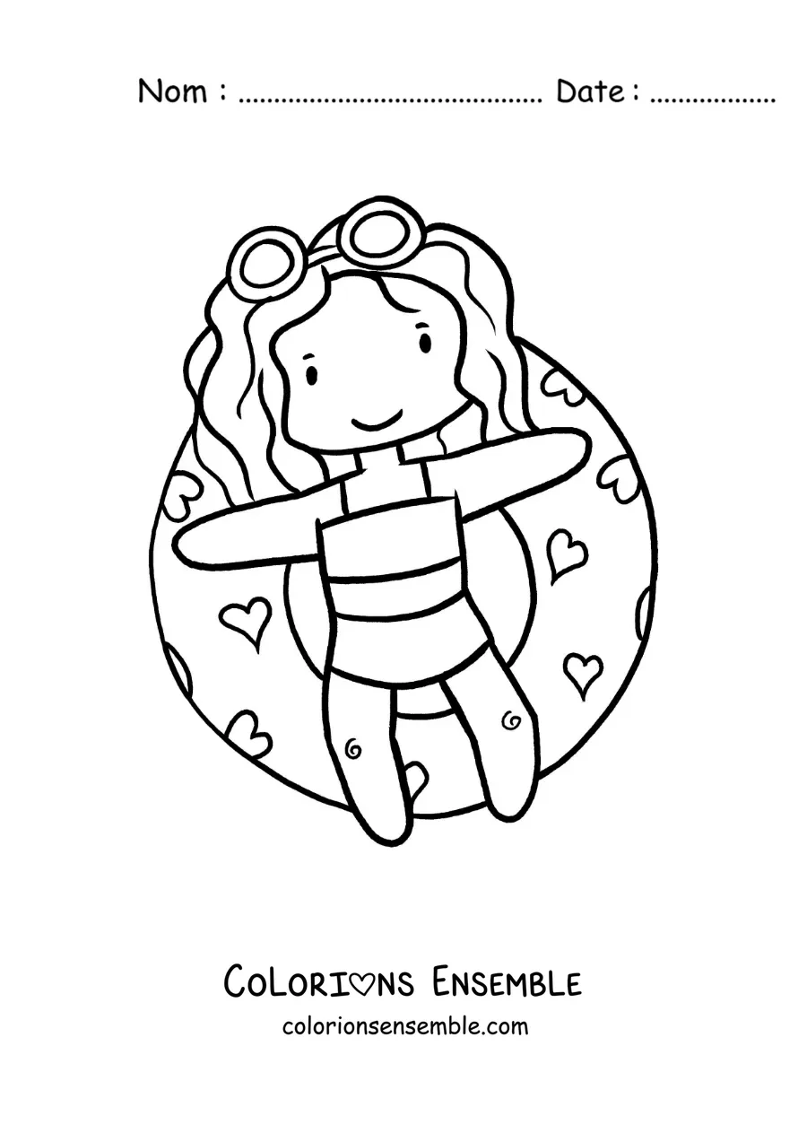 Coloriage d'une fille qui flotte dans une piscine