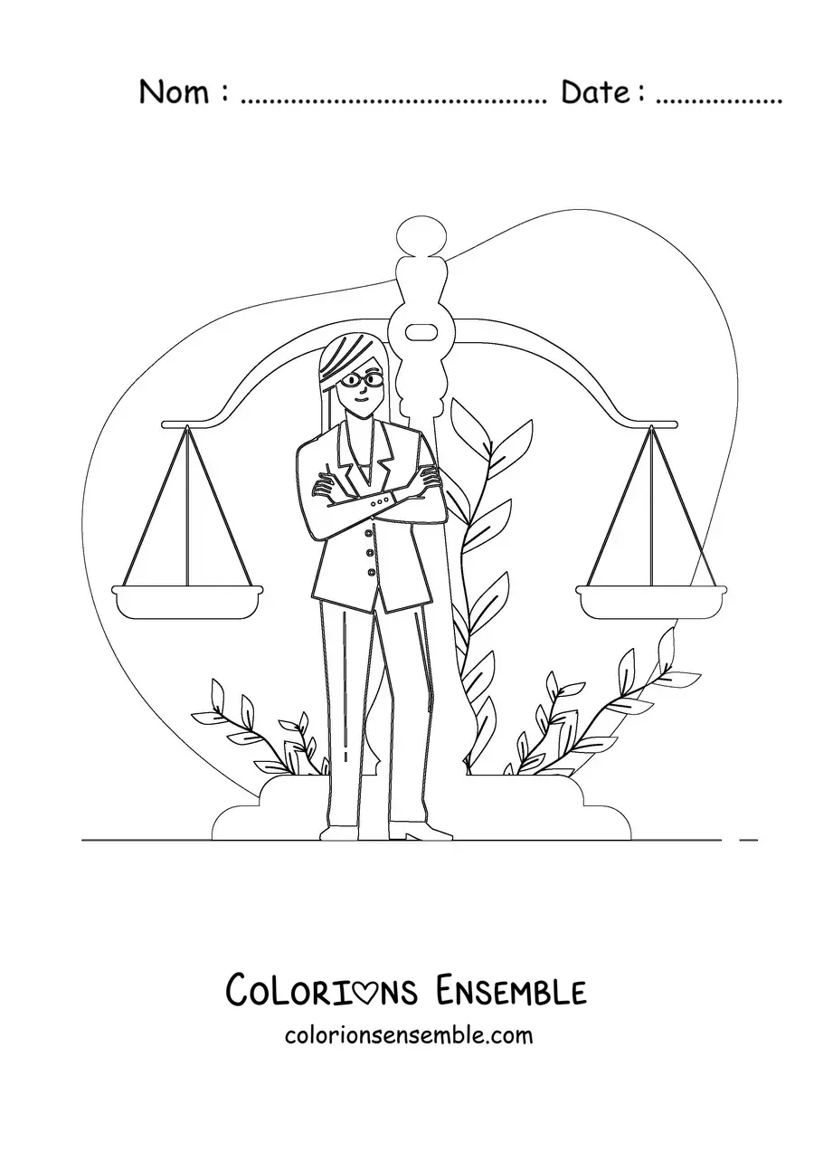 Image à colorier d'une femme avocate
