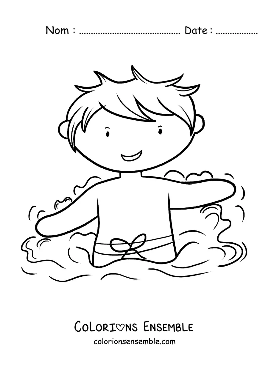Coloriage d'un garçon dans une piscine