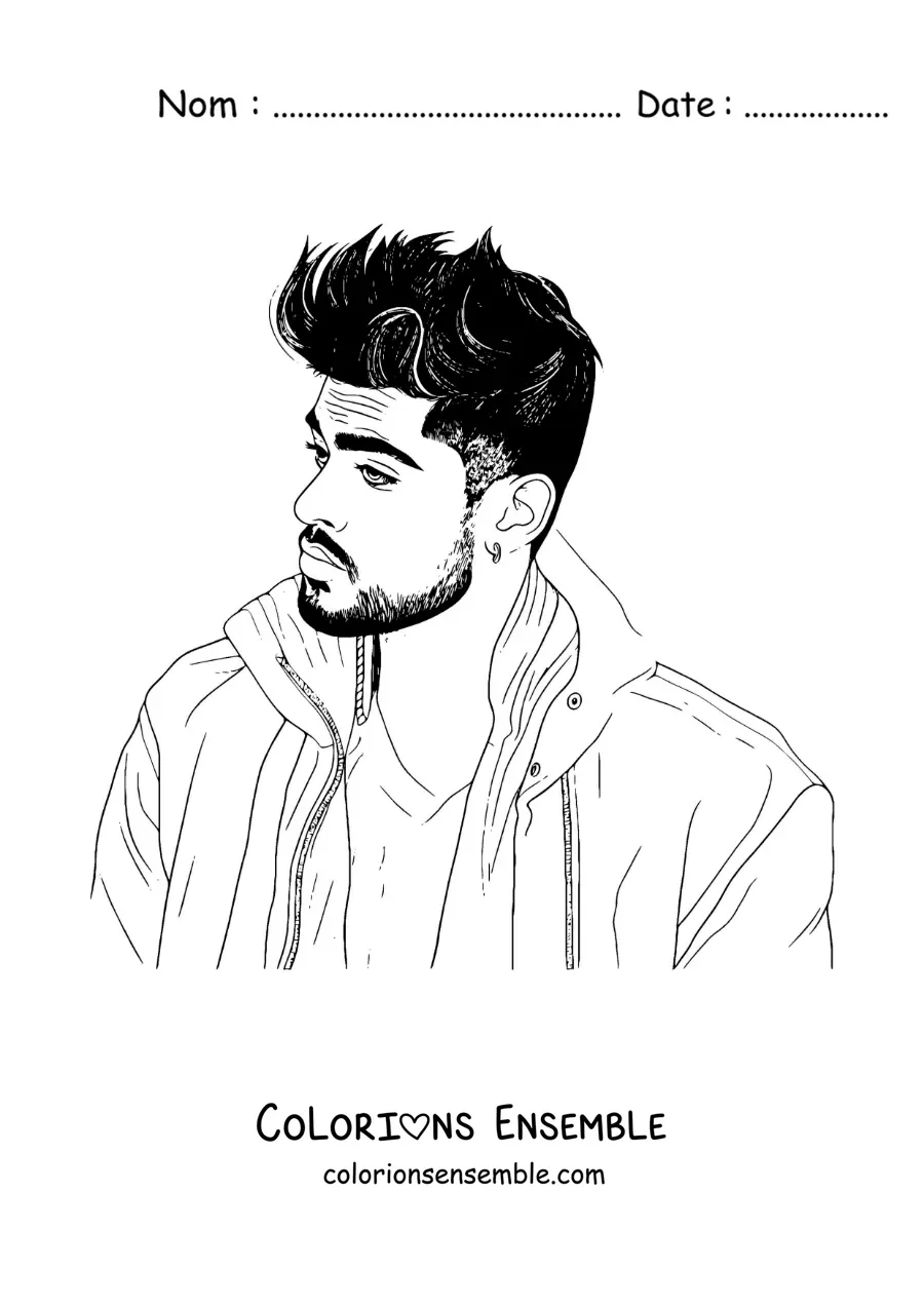 Coloriage d'un portrait du chanteur Zayn Malik
