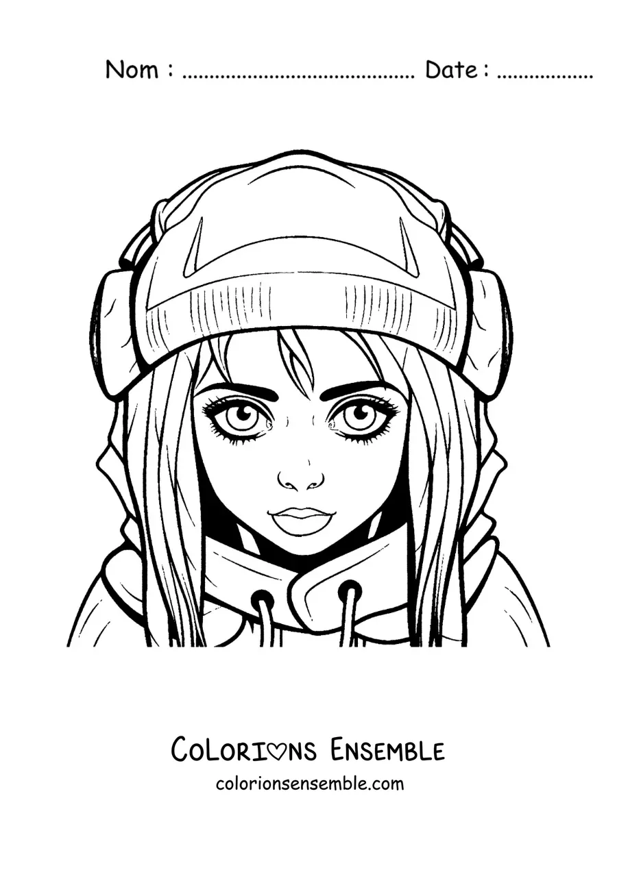 Coloriage de Billie Eilish en dessin animé