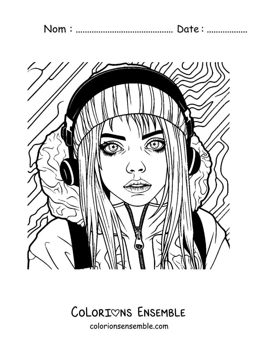 Coloriage de Billie Eilish en version animée