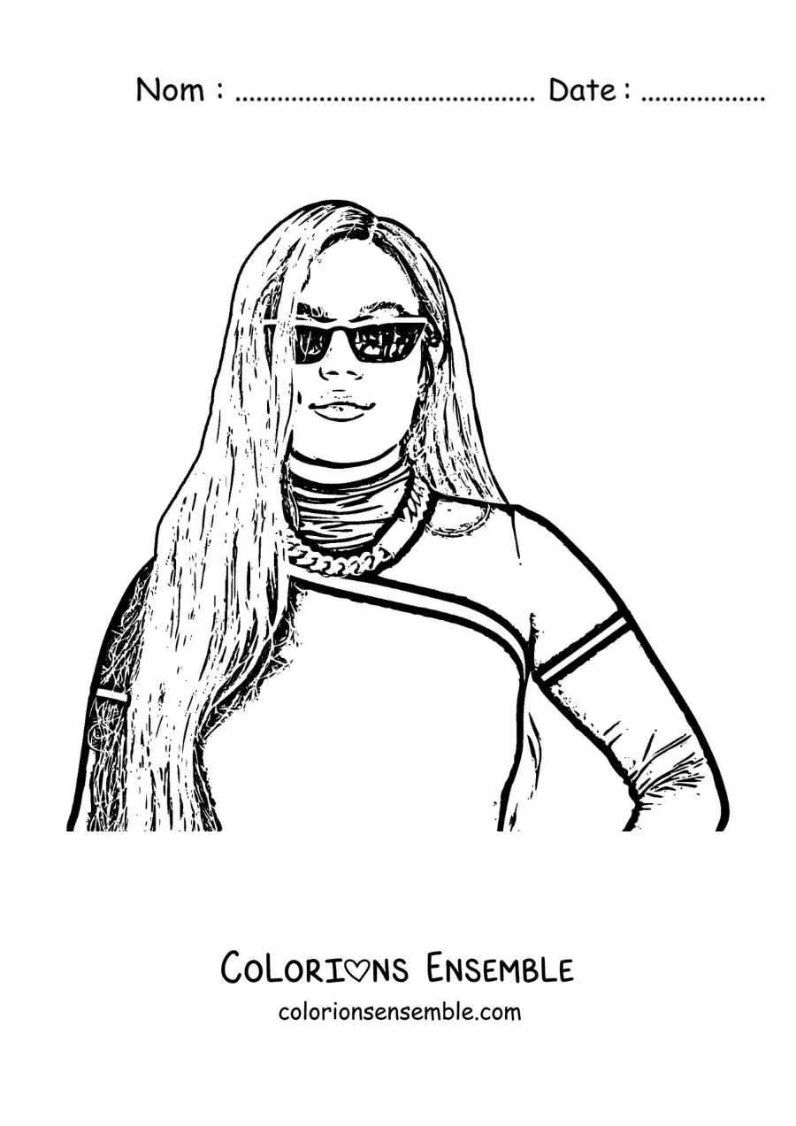 Coloriage de Karol G avec des lunettes de soleil