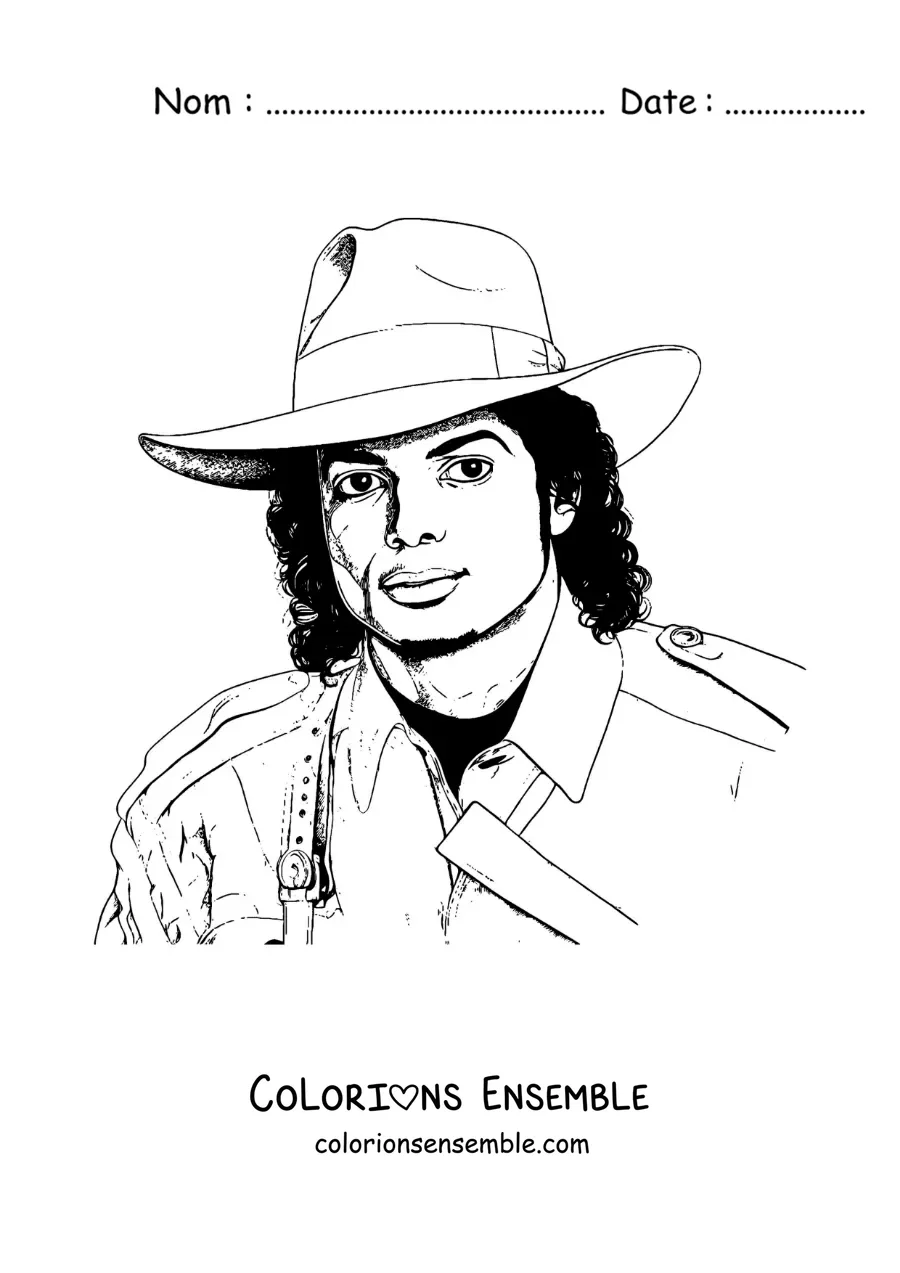 Coloriage d'un portrait de Michael Jackson