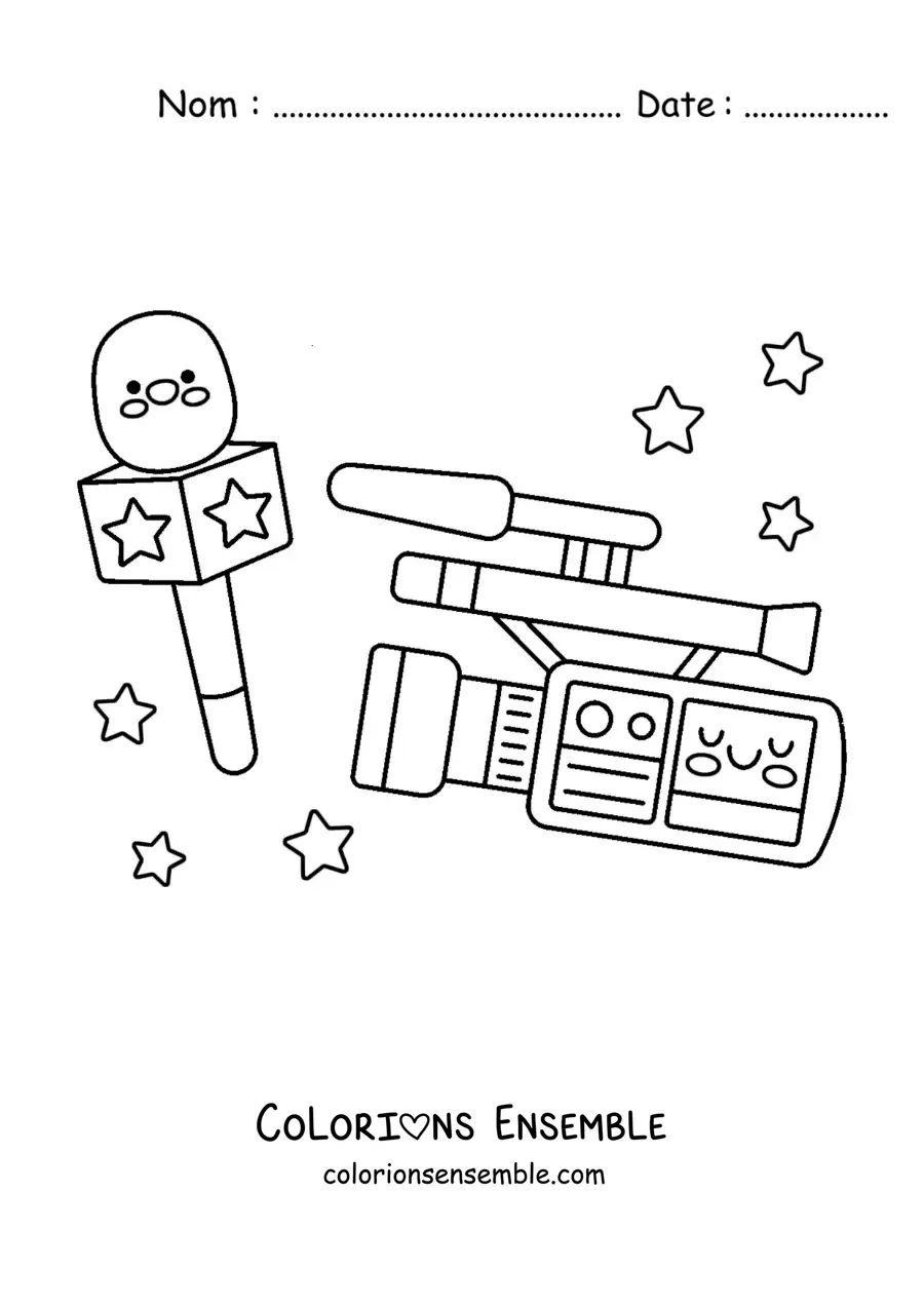 Coloriage d'une caméra et d'un microphone pour le journalisme