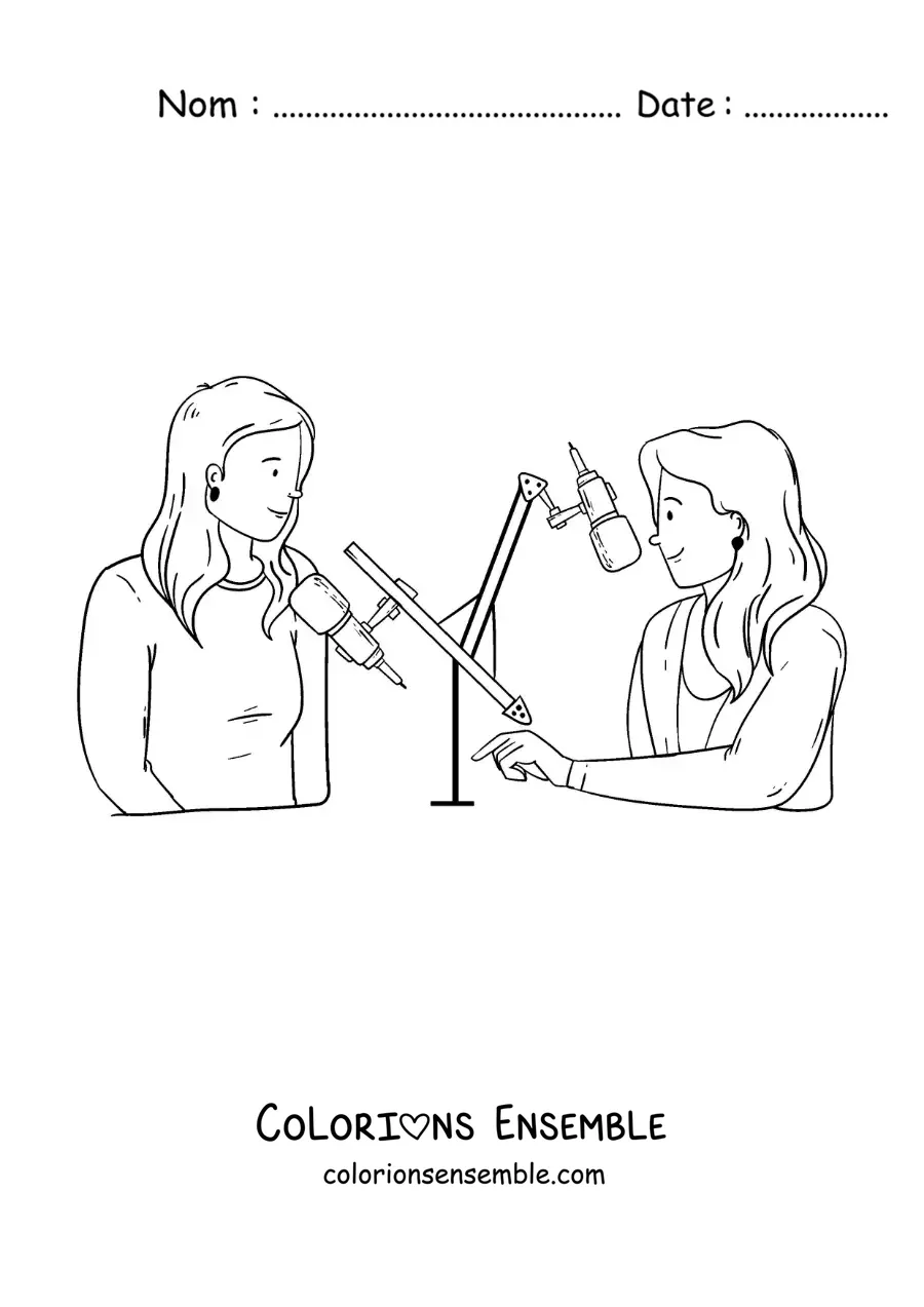 Coloriage de deux femmes dans une émission de radio