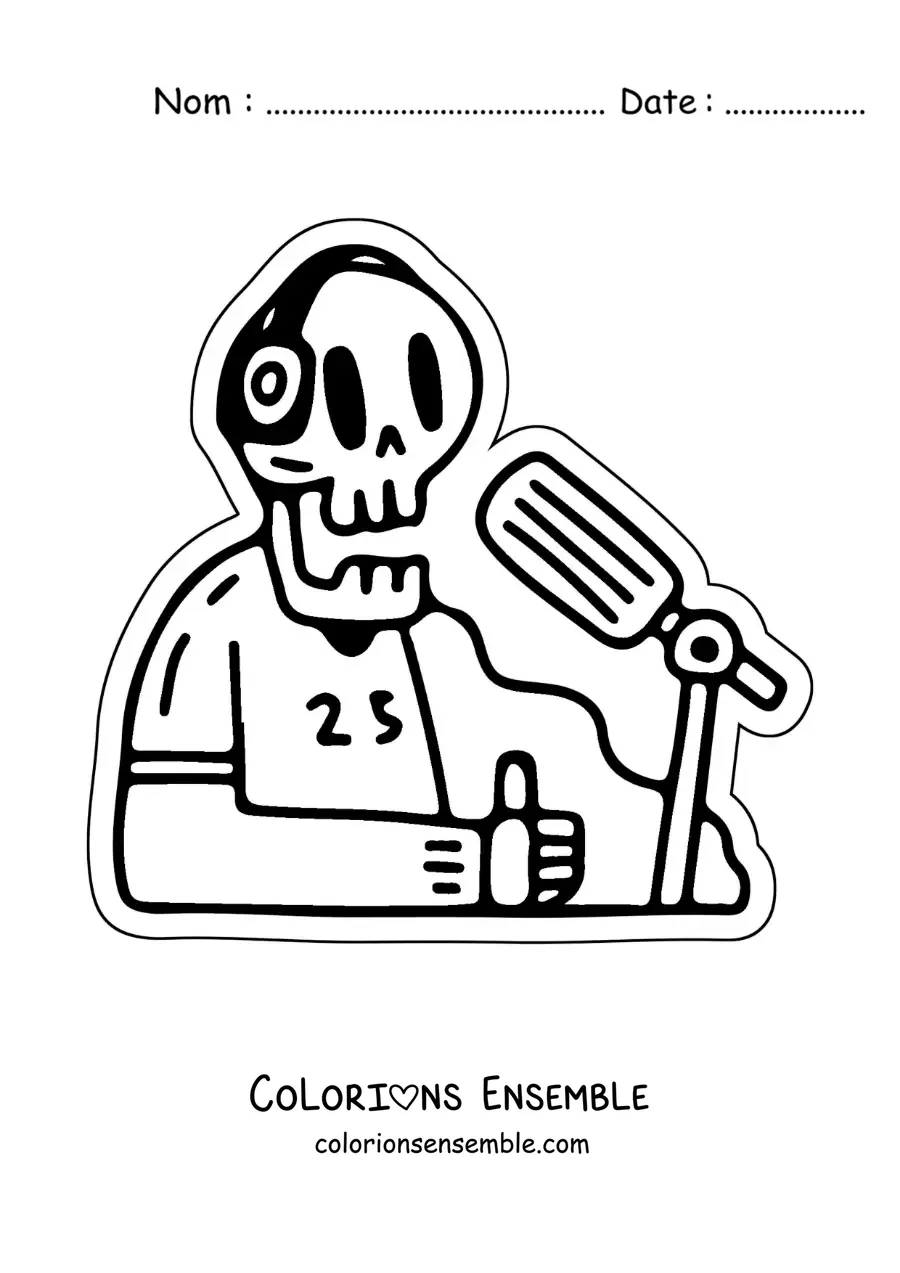 Coloriage d'un squelette animé dans une émission de radio
