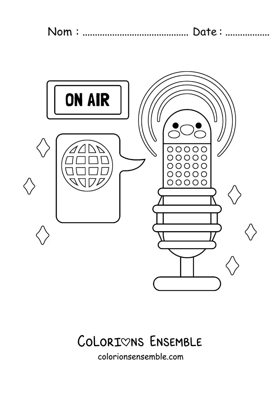 Coloriage d'un microphone de radio animé, en direct