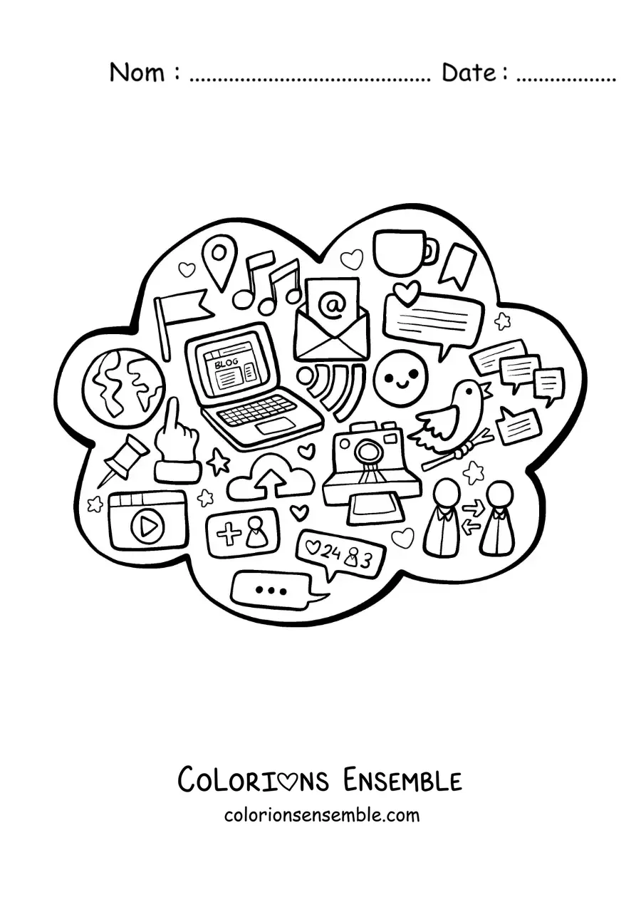 Coloriage des réseaux sociaux comme moyen de communication