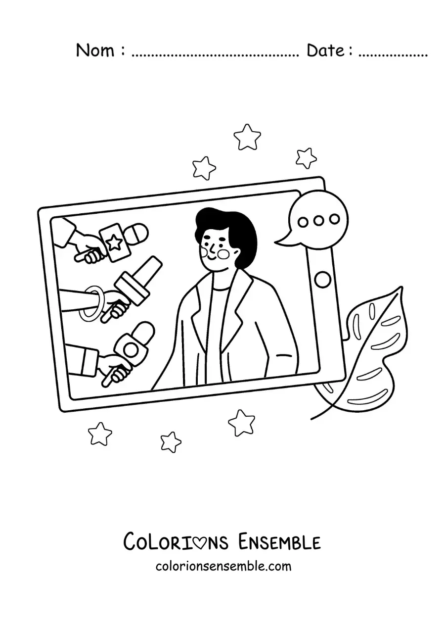 Coloriage d'un smartphone qui affiche les informations sur son écran