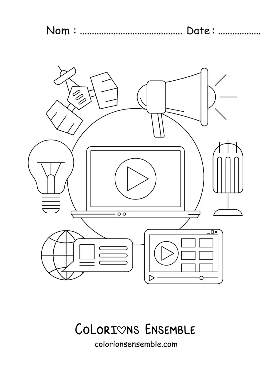 Coloriage des réseaux sociaux et des technologies de l'information et de la communication