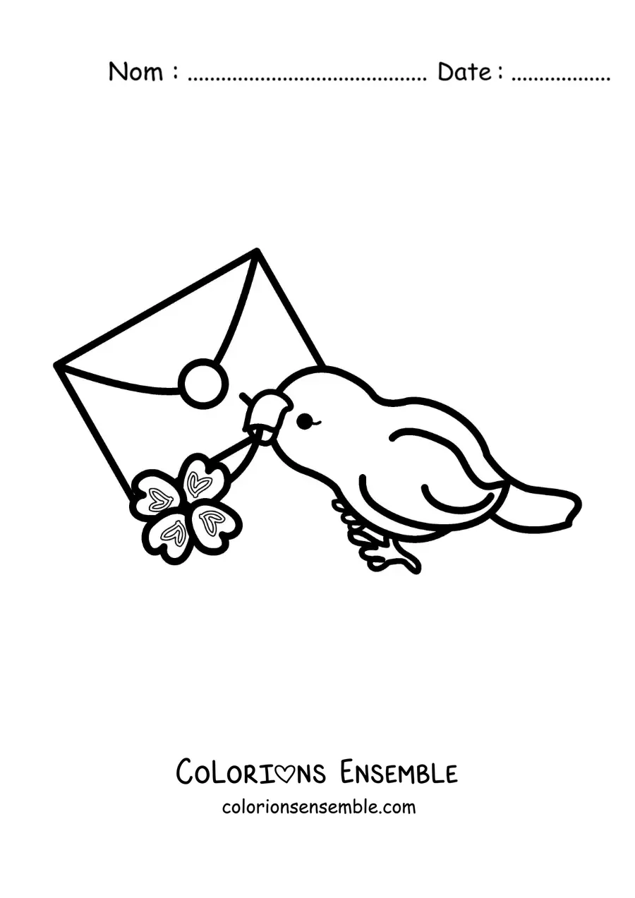 Coloriage d'un oiseau animé qui livre une lettre