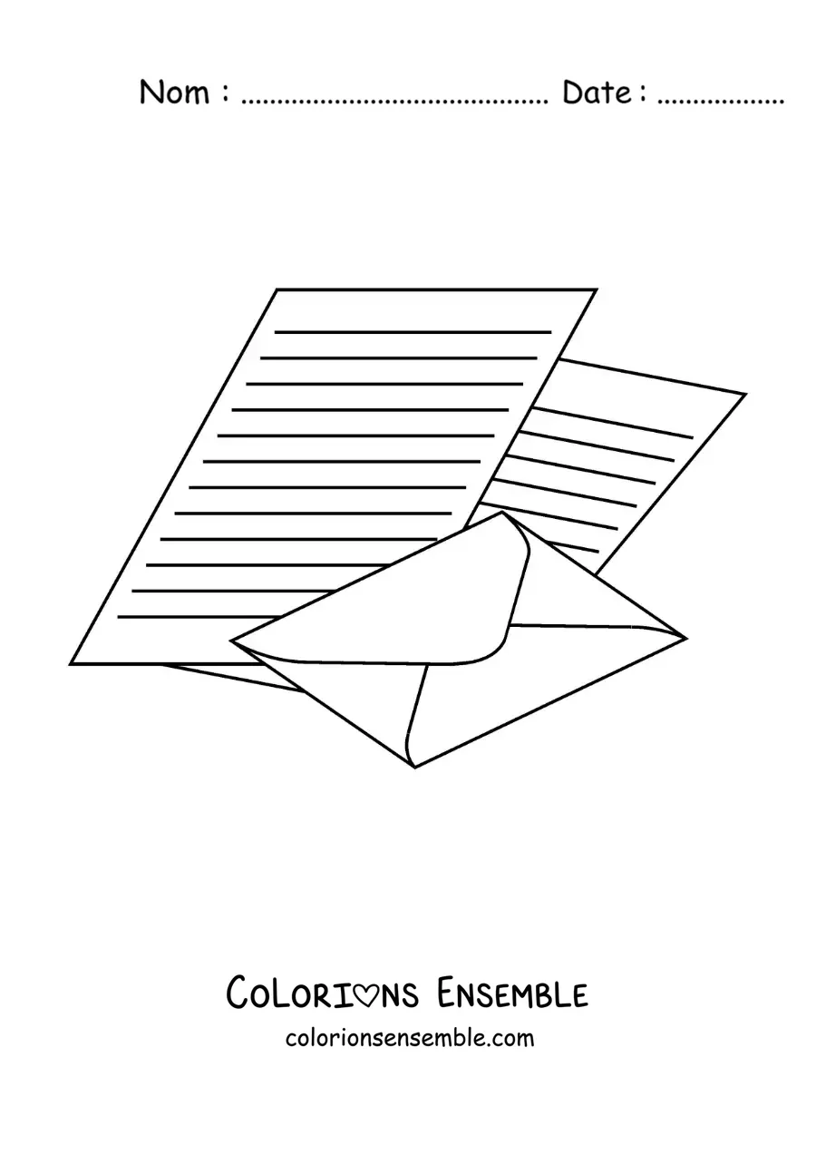 Coloriage d'une lettre imprimée avec son enveloppe