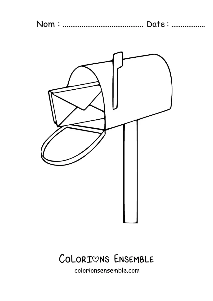 Coloriage d'une lettre dans une boîte aux lettres
