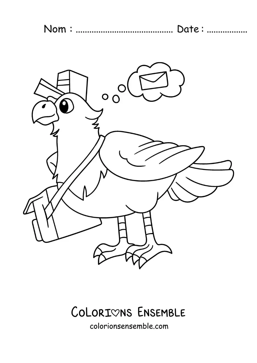 Coloriage d'un pigeon voyageur animé