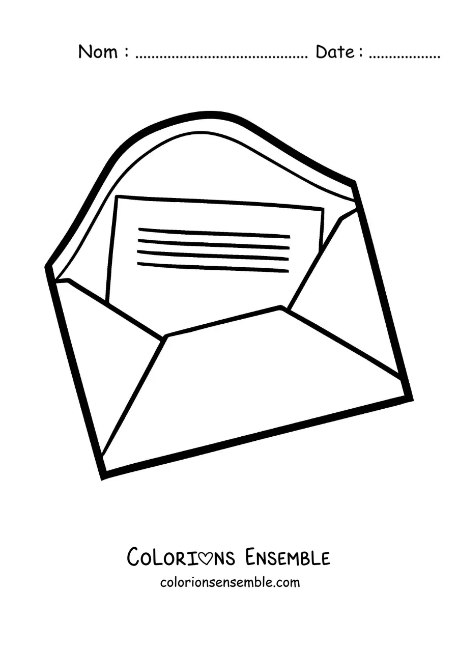 Coloriage d'une enveloppe ouverte avec une lettre