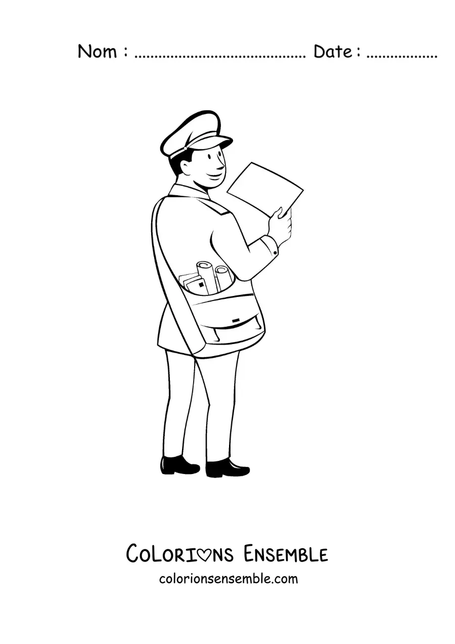 Coloriage d'un facteur animé