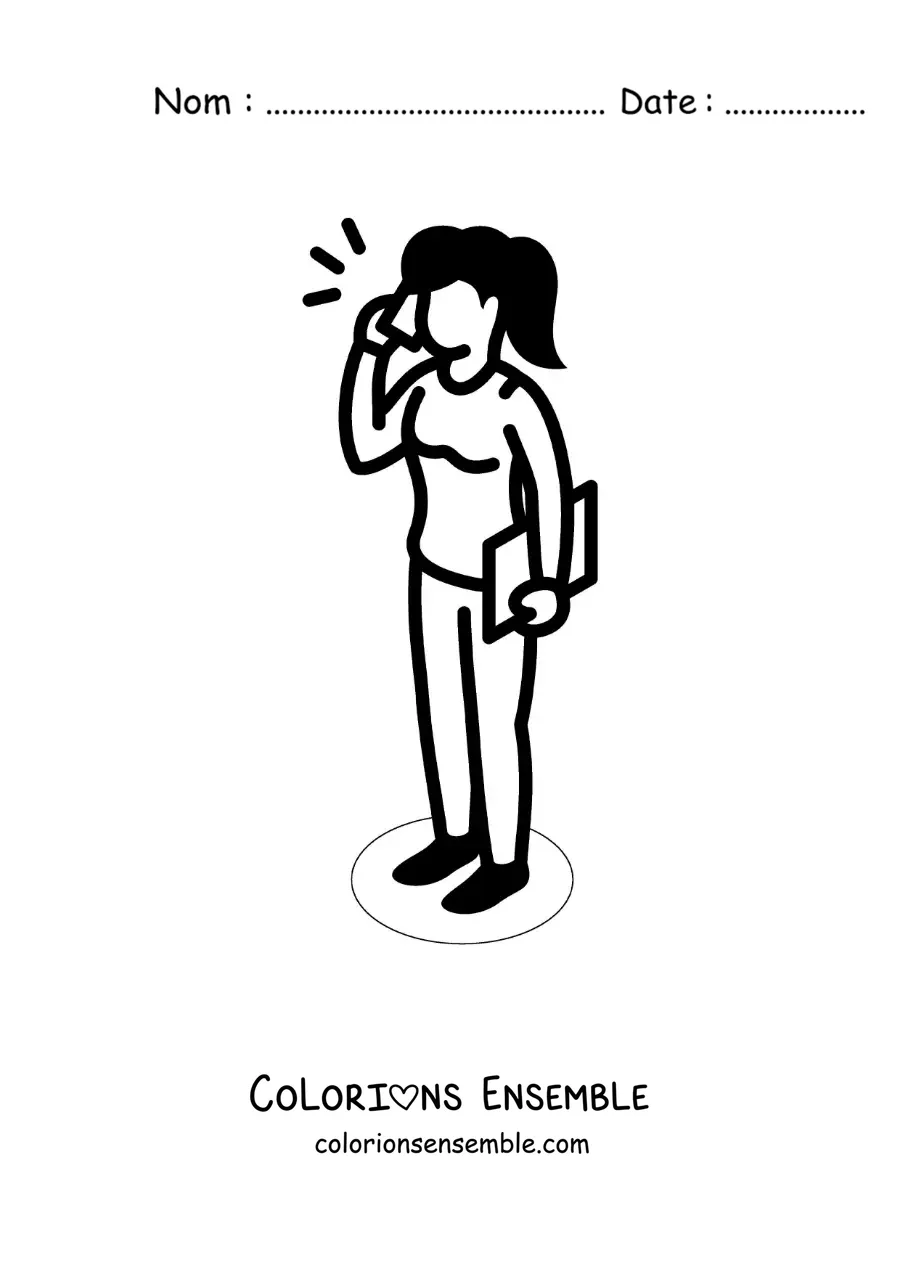 Coloriage d'une femme qui parle au téléphone