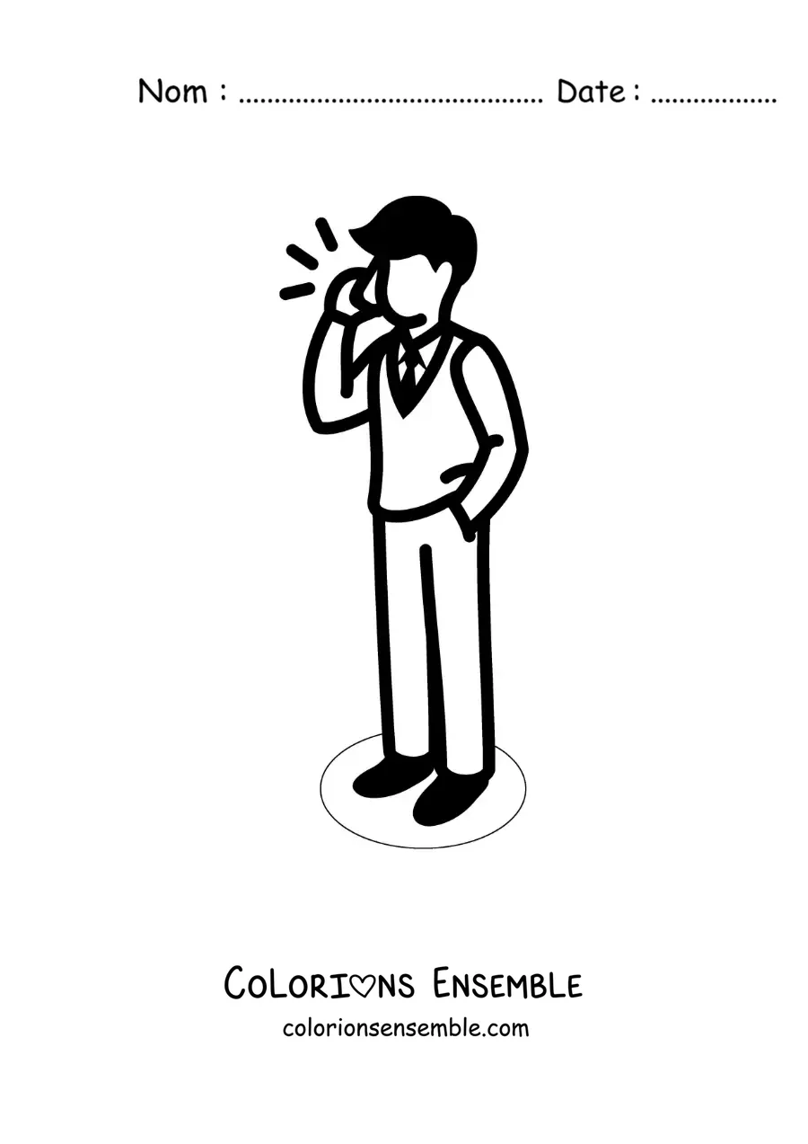 Coloriage d'un homme qui parle au téléphone