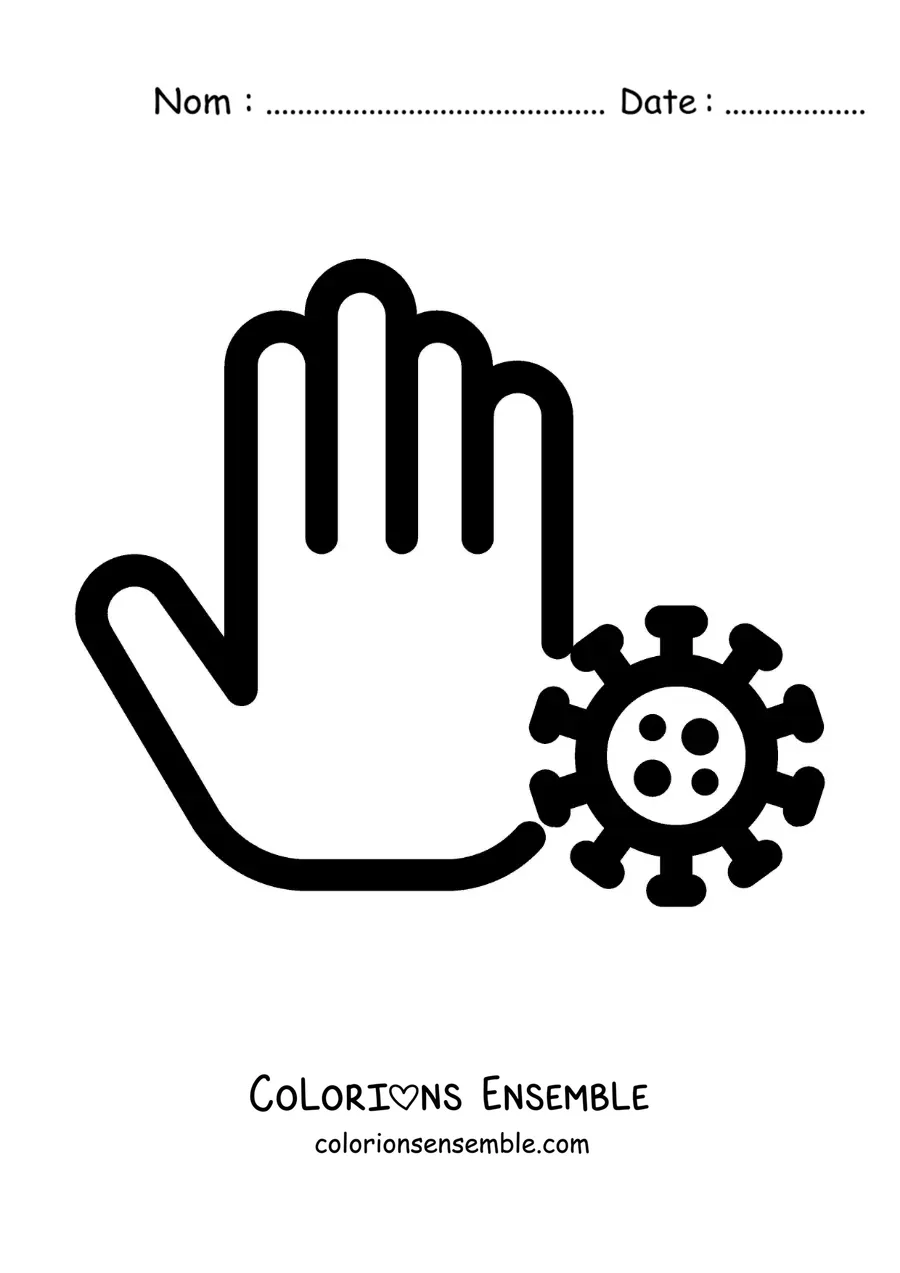 Image à colorier d'une main sale contaminée par un virus