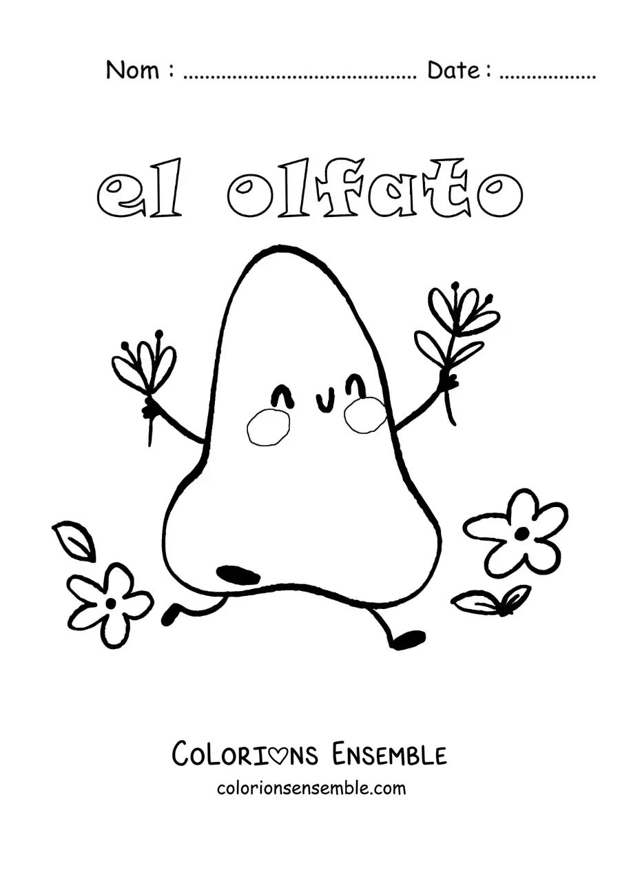 Image à colorier d'un nez animé, pour les enfants