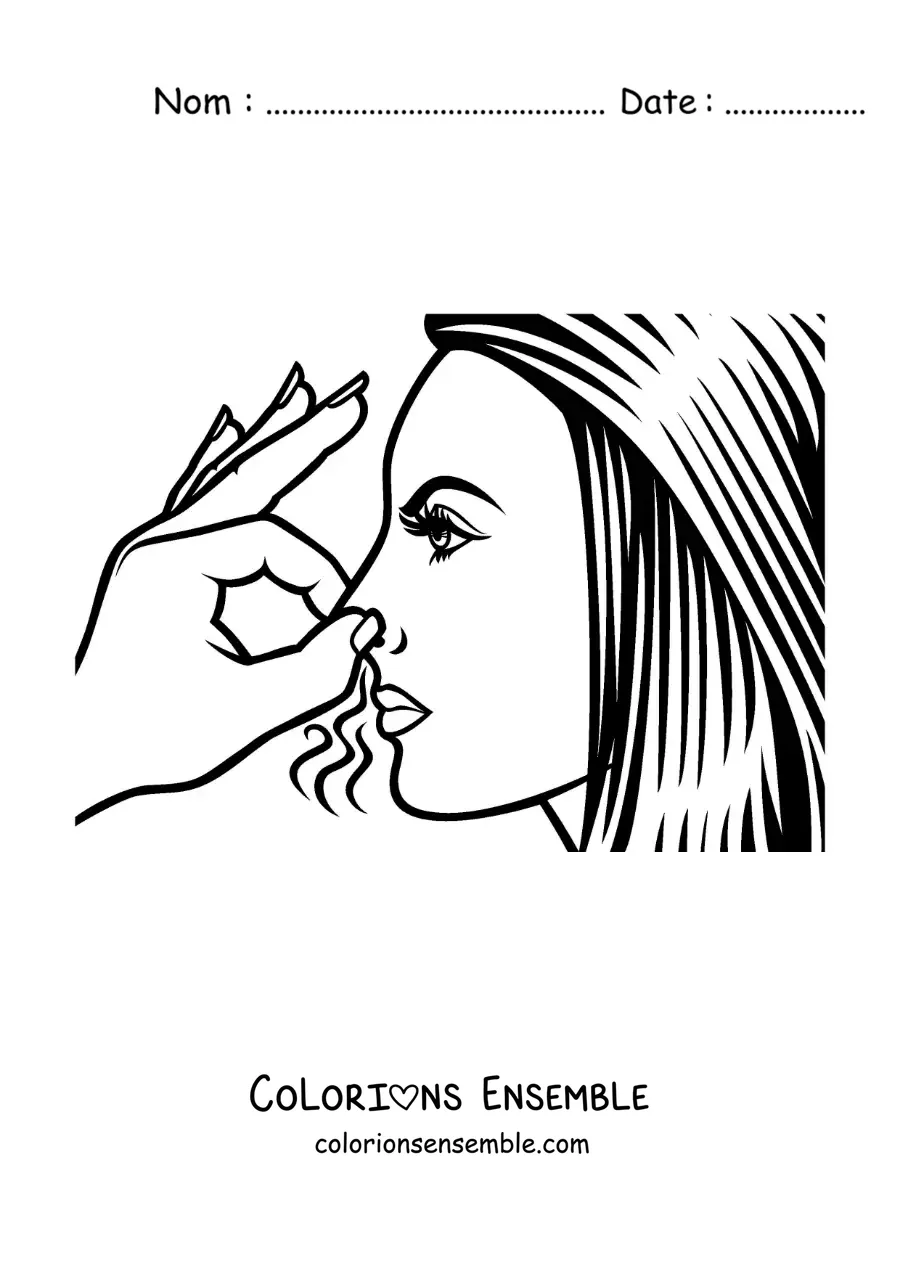 Image à colorier d'une femme qui se bouche le nez