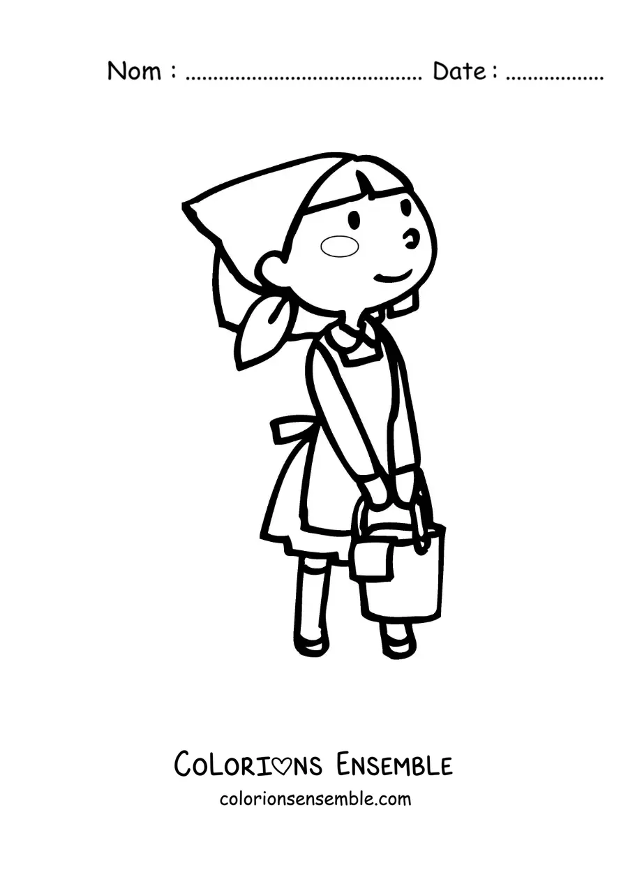 Image à colorier d’une femme au foyer en dessin animé