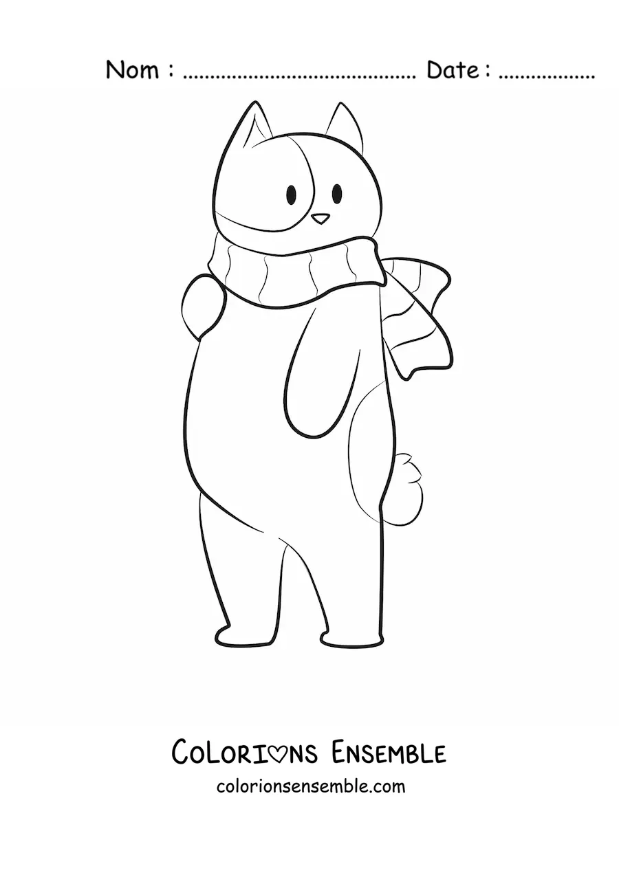 Image à colorier d’un chat portant une écharpe