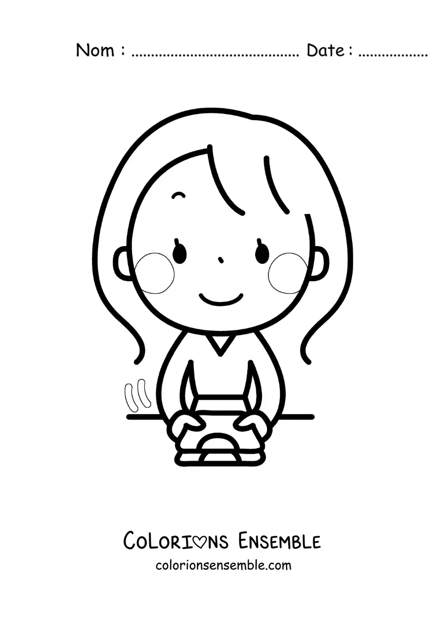 Image à colorier d’une femme pliant le linge fraîchement lavé